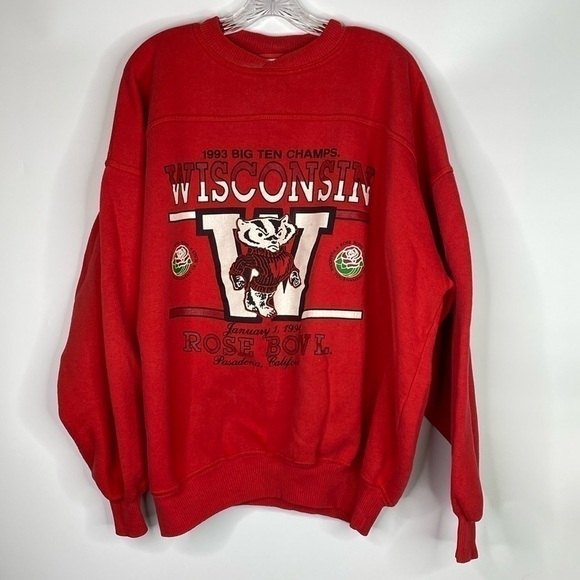Vintage CS Crable Sportswear Wisconsin Badgers Rose Bowl Sweatshirt XL 1994 - Picture 1 of 12